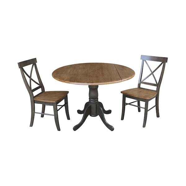 International Concepts Round 42 in Dual Drop Leaf Table, 2 XBack